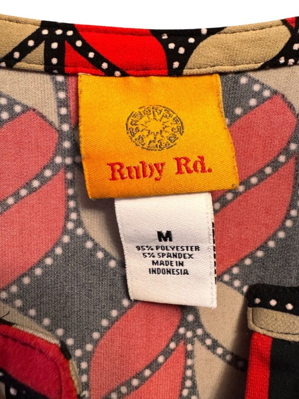 Ruby Rd. Geometric Print 3/4 Sleeve Tunic Top - M - Picture 3 of 11
